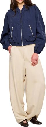 OOF Wear Cropped Bomber Jacket with Zippered Pockets