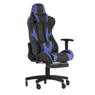 Flash Furniture X30 Gaming Chair Racing Computer Chair with Back, Slide-Out Footrest, in Blue