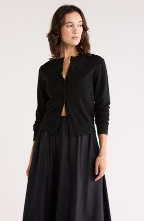 Nordstrom Rack Crewneck Cardigan in Black at Nordstrom Rack, Size X-Small