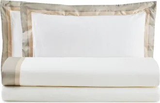 Biancoperla WILLIAM Juego de cama matrimonial Marfil/Playa/Arena