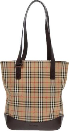 Burberry Pre-owned Tote Bags, female, Beige, Size: ONE SIZE Pre-owned Vintage Haymarket Check Tote Bag