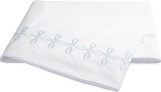 Matouk Gordian Knot 500 Thread Count Cotton Percale Flat Sheet in Blue at Nordstrom, Size Full