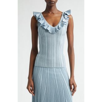 Zimmermann Aster Metallic Frill Sweater Tank in Metallic Blue at Nordstrom, Size 0P