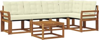vidaXL Conjunto De Sof&aacute;s De Exterior 6 Uds. Natural Y Crema Vidaxl