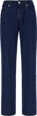 7 For All Mankind Low Straight - Dames - Regular Fit Jeans - Blauw - W26 - Katoen - Jeans