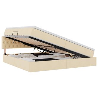 vidaXL Cama De Almacenamiento Led Con Colch&oacute;n Crema 200 X 200 Cm Tela Vidaxl