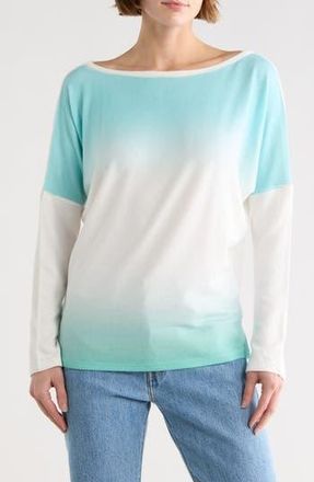 Go Couture Stripe Boat Neck Sweater in White/Light Blue at Nordstrom Rack, Size X-Large