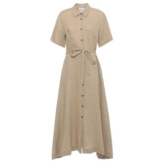 Antonelli Mason Linnen Shirt Dress - Dames - Shirt Kleedjes - Bruin - L - Linnen - Kleedjes