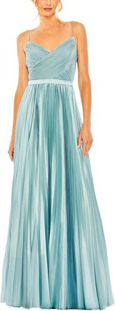 Mac Duggal Strap Surplice Top Pleated Dress