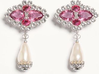 Valentino Garavani Orecchini Pas Plus In Metallo, Resina, Smalto E Cristalli Donna PALLADIO/CREMA/ROSA UNI