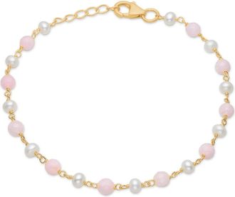 Frk. Lisberg Accessoires, Dames, Geel, ONE Size, Roze Parel Armband