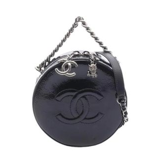 Chanel Pre-owned Coco Mark Patent Leather 2way Handbag - Dames - Pre-owned - Zwart - Maat: ONE Size Leer