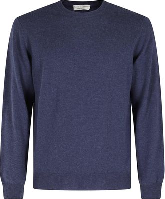 FILIPPO DE LAURENTIIS Avion Blue Wool-Cashmere Crewneck Sweater