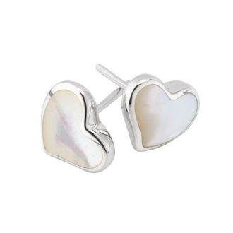 Jan Leslie Heart Stud Earring Set In Sterling Silver in White at Nordstrom