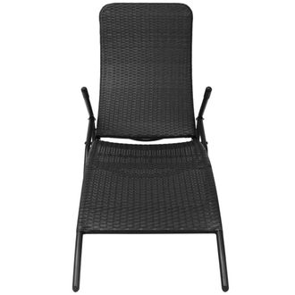 Berkfield Home Folding Sun Lounger Poly Rattan Black