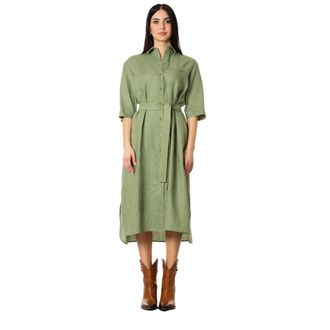 Max Mara Tabella Shirt Dress - Dames - Jurken - Groen - Maat: L Linnen