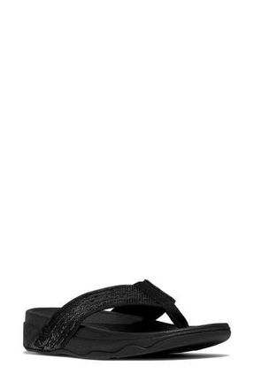 FitFlop Surfa Sequin Post Toe Sandal in All Black at Nordstrom Rack, Size 10