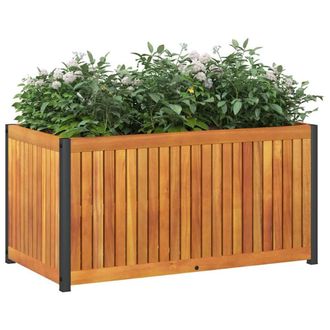 Berkfield Home Decorative Garden Planter 85x45x44 cm Solid Wood Acacia & Steel in Brown | Size: 85 x 45 x 44 cm