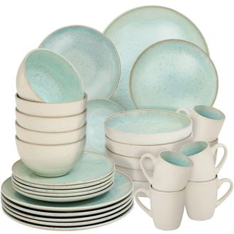 TecTake Vajilla de gres, para 6 personas, 30 piezas, menta