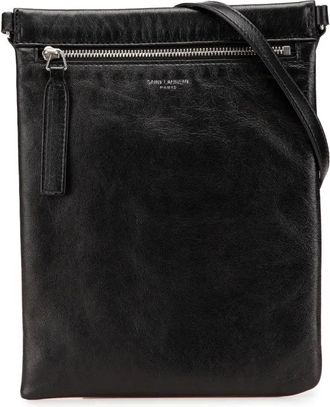 Saint Laurent 2022 Antiqued Lambskin Sid Flat crossbody bag - Black