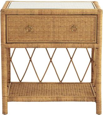 Ballard Designs Suzanne Kasler Southport Rattan 1-Drawer Nightstand - Ballard Designs
