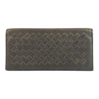 Bottega Veneta Gray Intrecciato Long Wallet (Bi-Fold) (Pre-Owned)