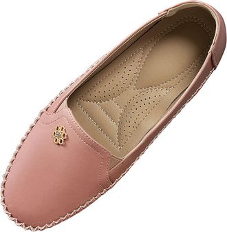 Generic Womens Loafers & Moccasins Casual Shoes for Women Casual Heels Shoes for Leather Comfortable Lightweight Work Driving Wide Width Loafer (Pink,5.5)