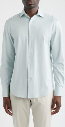 Bugatchi Devon OoohCotton Button-Up Shirt in Seafoam at Nordstrom, Size Xxx-Large R