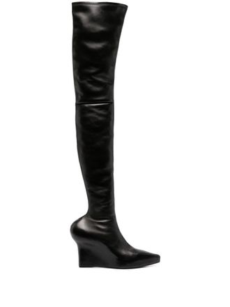Givenchy Black Black Leather Over The Knee Boots