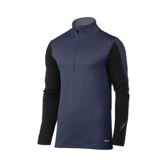 Mizuno Mens Breath Thermo Half Zip Top In Indigo/black