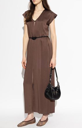 Forte_Forte Forte_forte Satin Dress With Belt, Womens, Brown