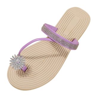 Generic 2026 Women Slippers Clip Toe Sandals Crystal Jelly Beach Flip Flops Female Students Korean Fashion Wear Summer Flat (Purple, 5.5)