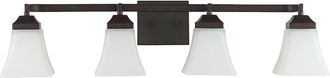 Jonathan Y Designs Jonathan Y Staunton 33In 4-Light Iron/Glass Modern Cottage Led Vanity Light
