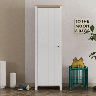 Dmora Mueble De Entrada Wanaka, 4 Estantes, Perchero, Una Puerta, 60x40x191h Cm Blanco