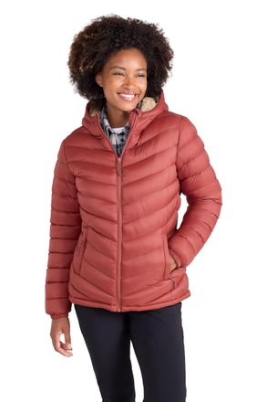Mountain Warehouse Seasons Womens Fur Lined Padded Jacket - Fleece Lined & Lightweight Puffer Coat with Central Zip - Best for Autumn Winter, Outdoors & Travelling Rust 