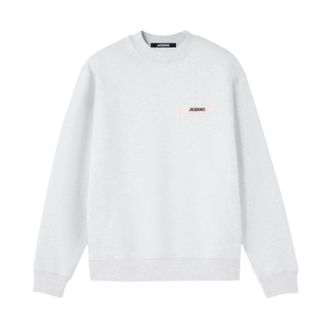 Jacquemus Sweatshirts, male, Gray, XL, Gros Grain Crew-neck Sweatshirt