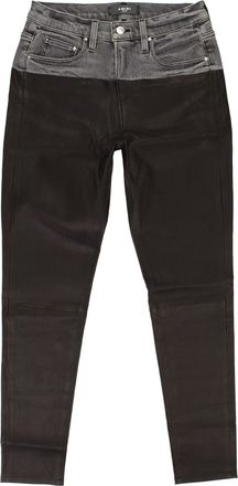 Amiri CONTRAST LEATHER BLACK AGED BLACK SKINNY JEANS