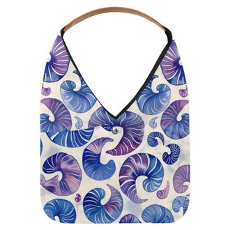 Generic Purple Seashell Reusable Lightweight Grocery Bags - Foldable Into Compact Pouch, Washable & Sturdy, Multipurpose for Shopping and Travel
