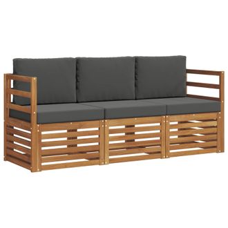 vidaXL Juegos De Sof&aacute;s Con Coj&iacute;n 3 Pcs Natural Y Antracita Vidaxl