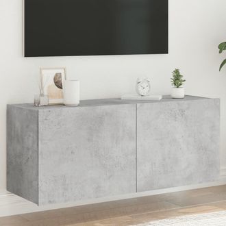 vidaXL Vidaxl - Mueble De Tv De Pared Con Luces Led Gris Hormig&oacute;n 100x35x41 Cm