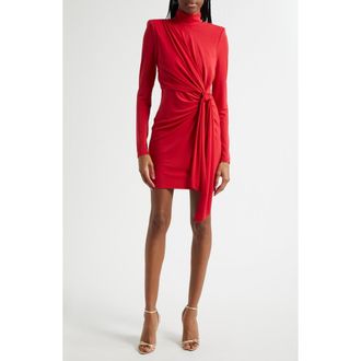 Cinq &agrave; Sept Joelene Knot Front Long Sleeve Knit Minidress in Cardinal at Nordstrom Rack, Size 00