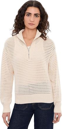 Sanctuary Open Knit 1/2 Zip Sweater Womens Sweater Collagen : LG (US 10-12), Cotton/Polyester