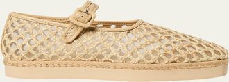 Loeffler Randall Rita Natural Netted Mary Jane Flatform Sneakers