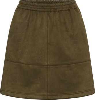 Kaffe KAaster Gonna in Finta Pelle Scamosciata - - Skirts - Donna - Verde - M