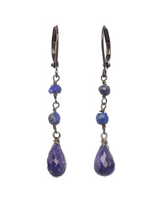 Rachel Reinhardt Jewelry Silver Blue Lapis Drop Earrings