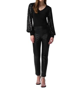 Joseph Ribkoff Sparkle Sleeve Top In Black