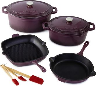 Berghoff Neo Cast Iron 9-Piece Cookware Set in Purple at Nordstrom Rack