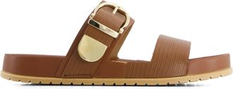 Andrea Womens Double Strap Footbed Sandal In Brown