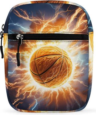 Generic Basketball And Thunderbolt Crossbody Bag Adjustable Satchel Cute Shoulder Bag Lightweight Sling Bags
