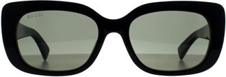 Gucci Rectangle Womens Shiny Black Grey GG1979SK - One Size